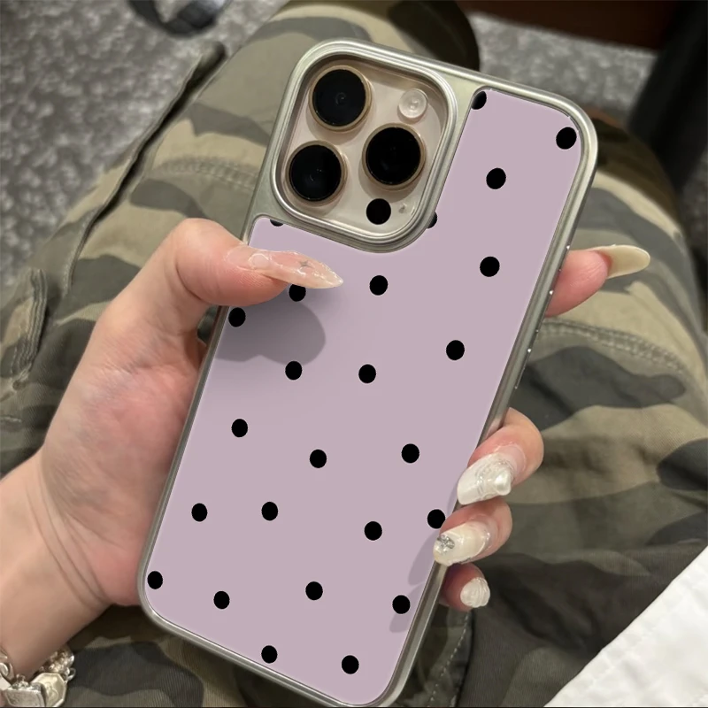 紫底满屏黑波点适用iPhone苹果12promax手机壳11pro/16pro/16女款