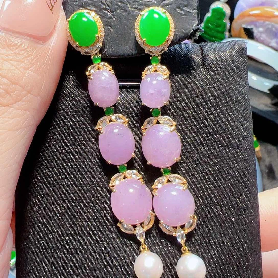 翡翠耳饰18K金镶嵌签收后24小时鉴赏期