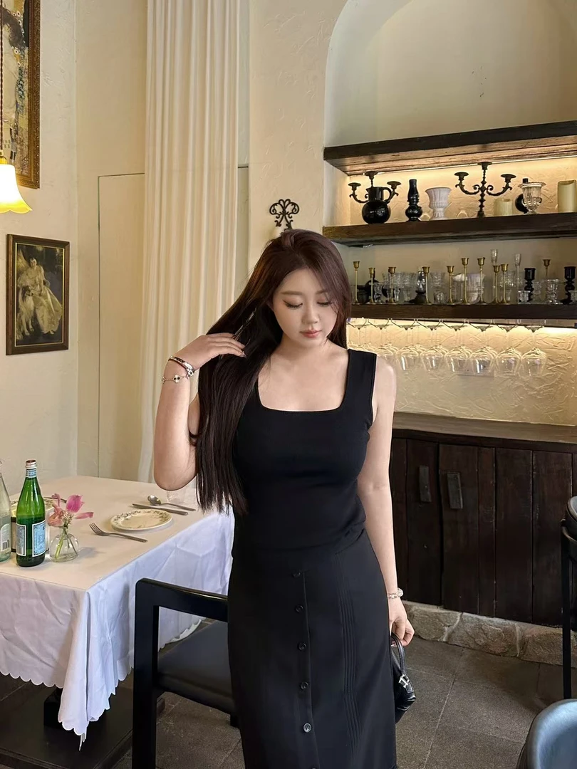 琪琪怪怪大码女装【百搭必备】宽肩带纯色显瘦遮副乳背心T66650QQ