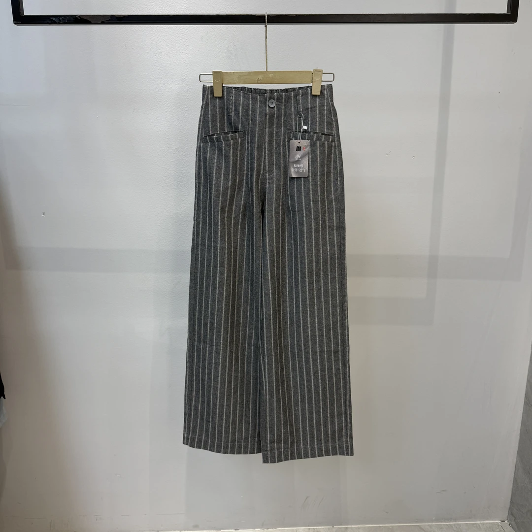 【麦丝】休闲时尚百搭宽松显瘦高腰直筒阔腿亚麻裤 MZ-83229