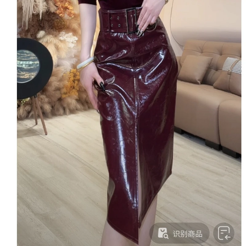 【YING FASHION】莹老板-时尚气质百搭银扣皮半裙 8020888 548