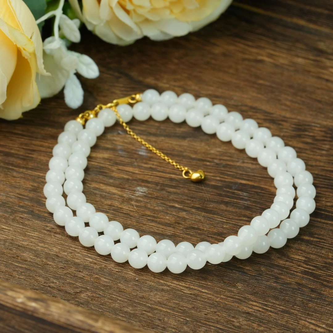 【小北严选】和田玉圆珠项链尺寸约6mm【多样性发一件】-AH54X496