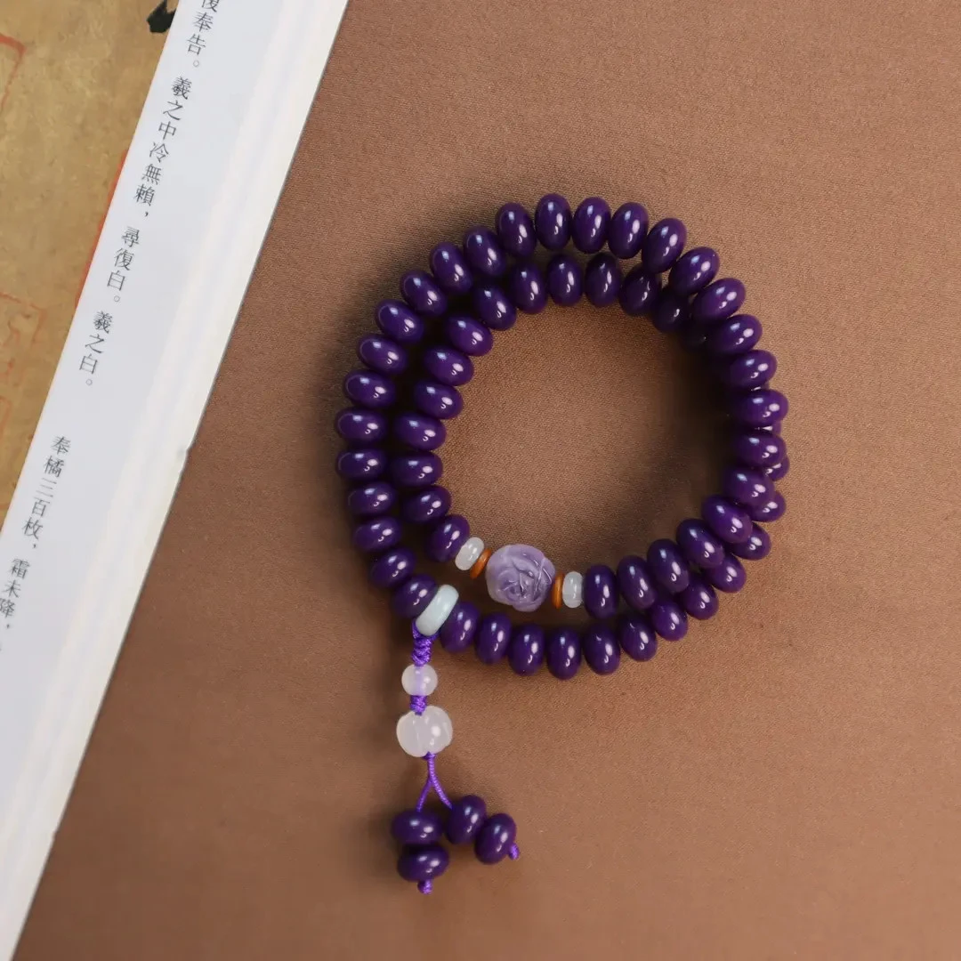 紫菩提根双圈手持手串菩提子念珠文玩（盘玩袋）