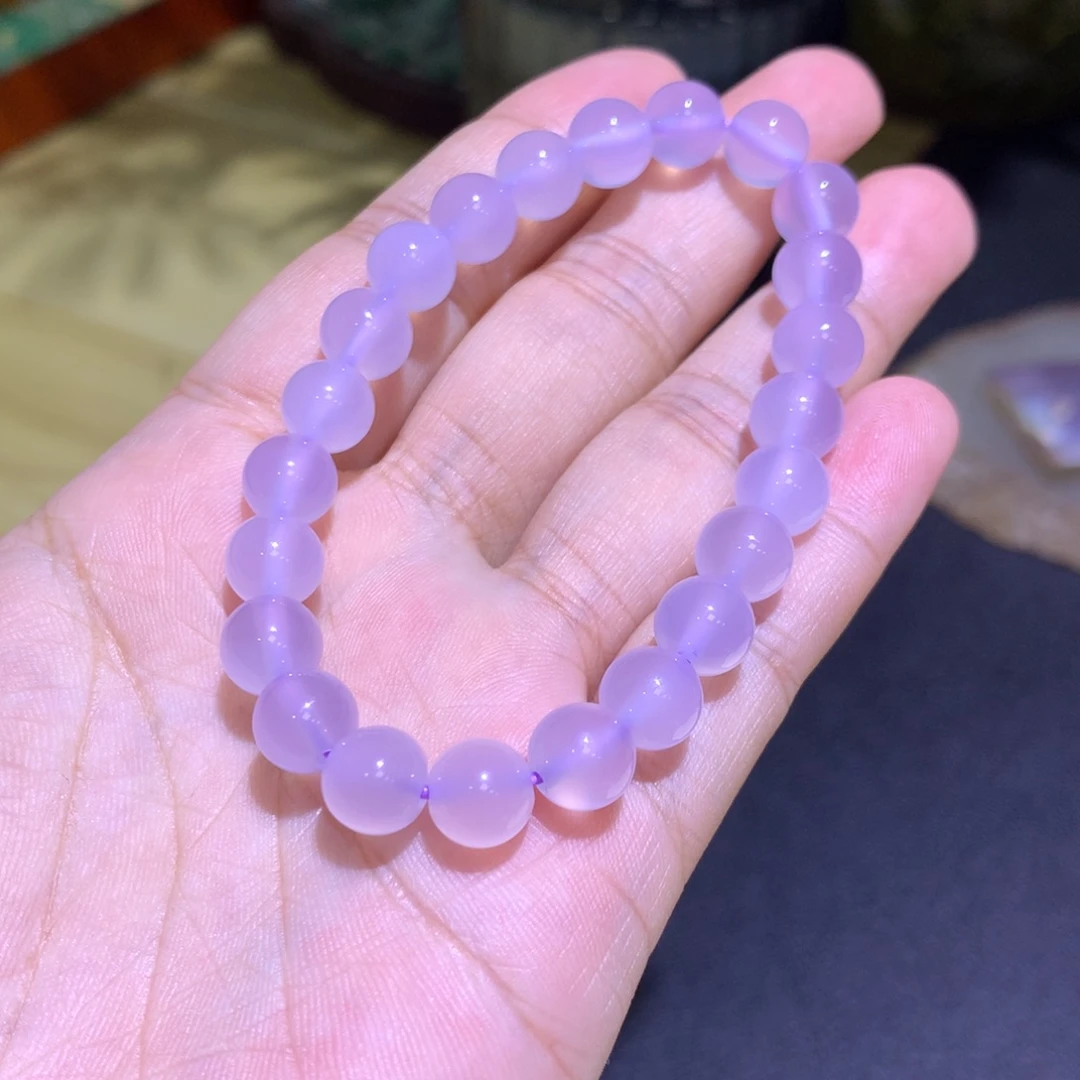 玛瑙/玉髓未镶嵌手镯卡8冰紫手串