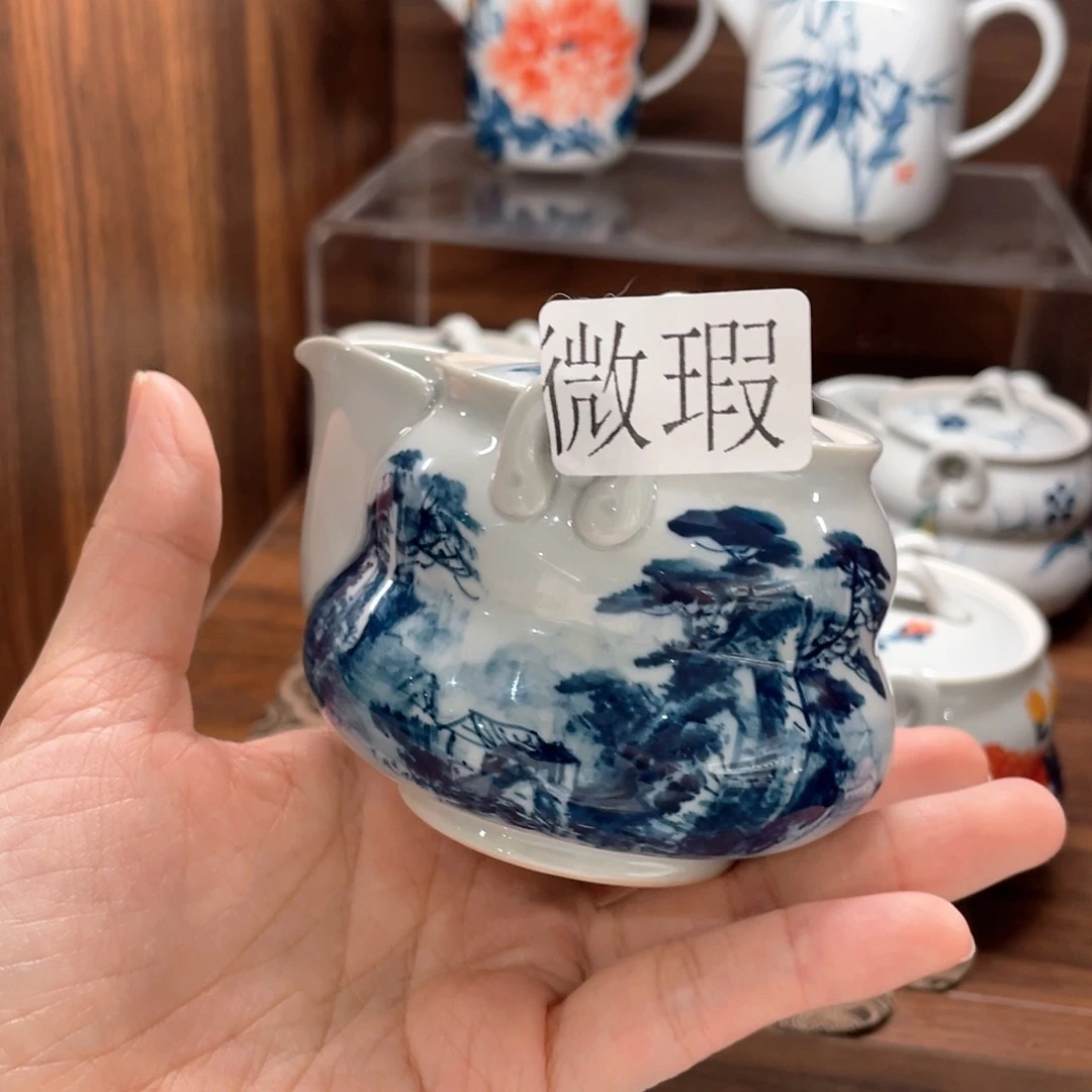 釉下彩纯手绘有瑕咯