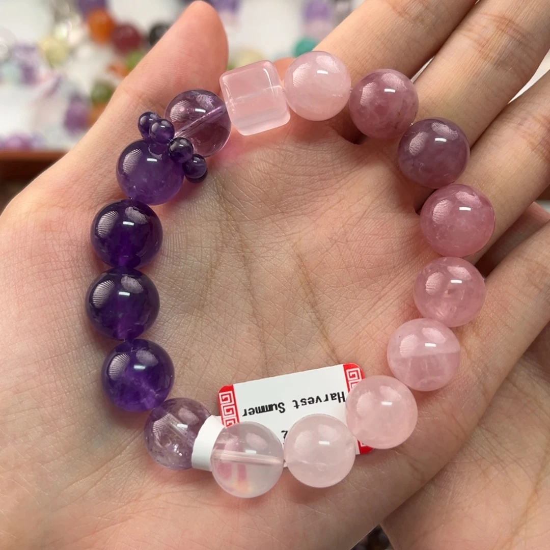 未镶嵌烟晶手链墨粉设计款