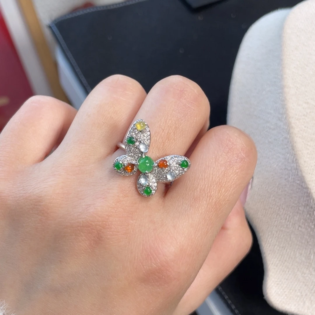 翡翠戒指银S925镶嵌248700