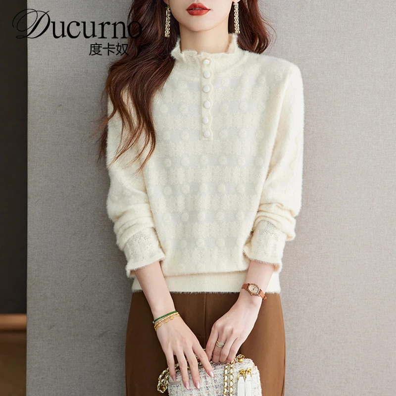 毛衣女款2025新款冬季加厚米白色内搭秋冬打底衫半高领上衣潮流显