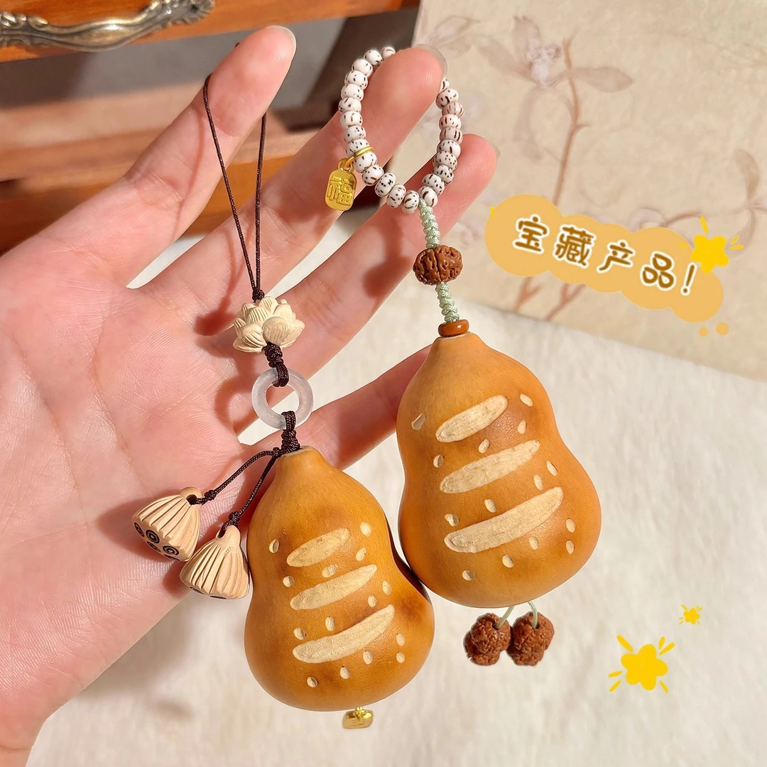 原创雕刻印花葫芦手把件女款精致可爱包包钥匙扣挂件盘玩解压手捻