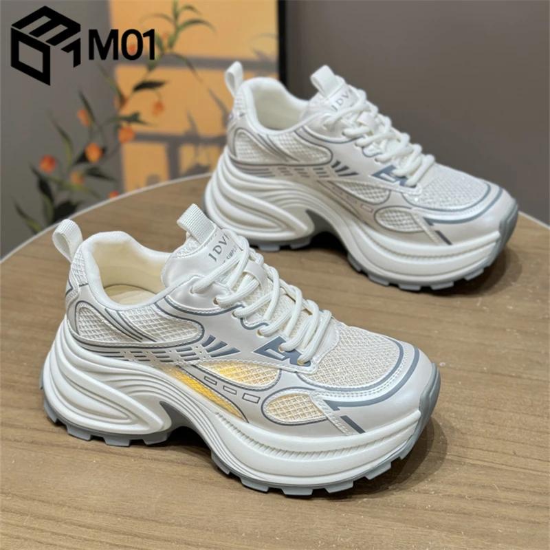 M01欧洲站厚底炸街网面透气老爹鞋女2025新款夏季百搭休闲运动鞋