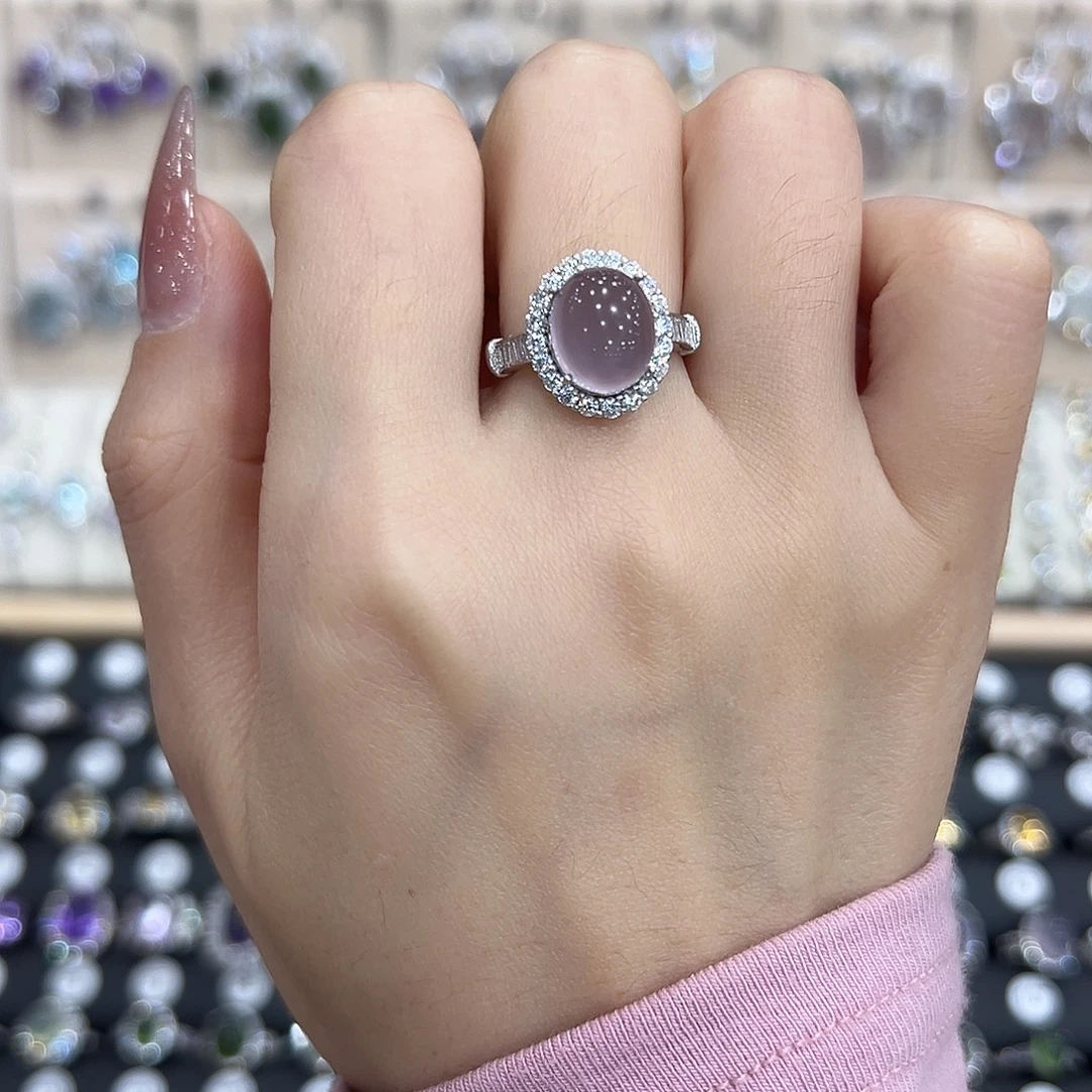 银S925镶嵌戒指水晶