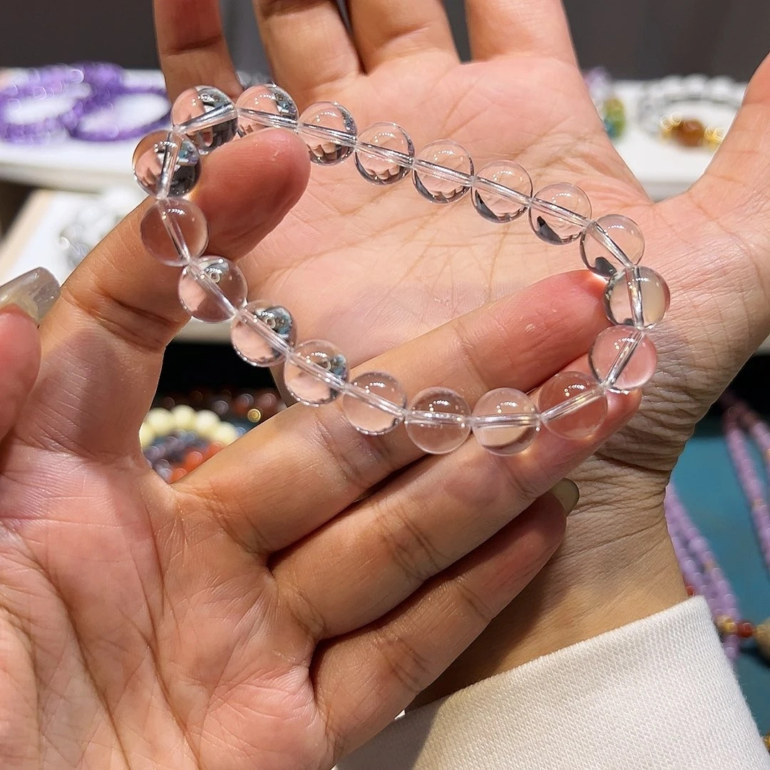 水晶未镶嵌手串特级全净白水晶卡10mm