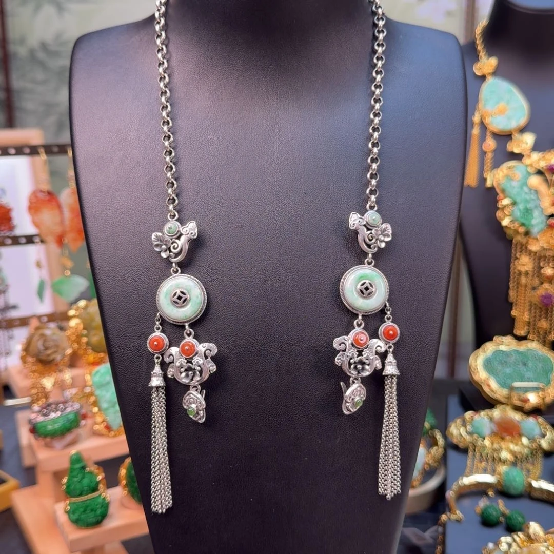 翡翠银S925镶嵌颈饰万能链