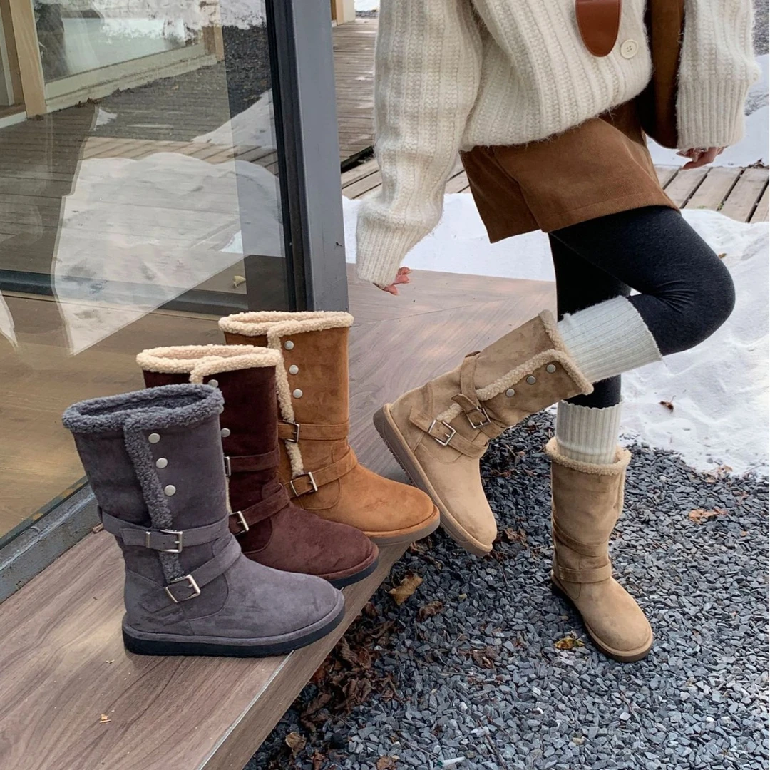 加厚加绒防水防滑靴子长筒厚底保暖时尚秋冬冬季雪地靴棉靴成女