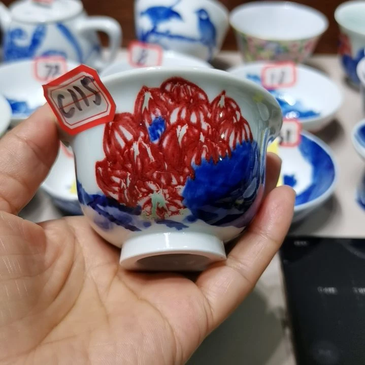 路***过杯张学鸿老师青花釉里红微瑕