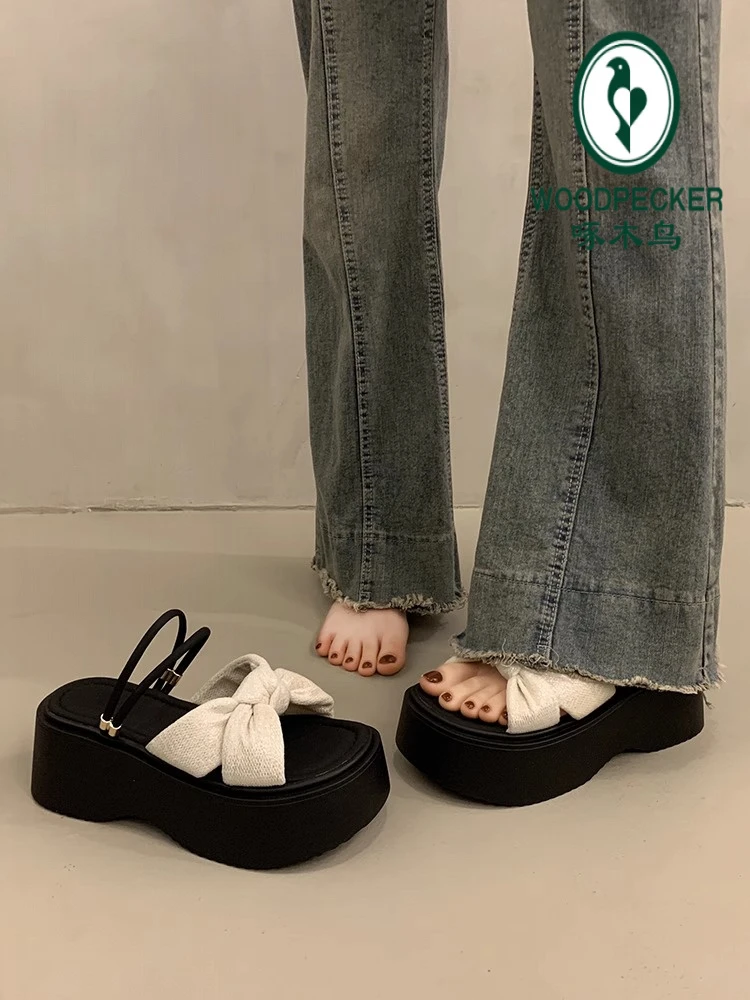 啄木鸟绝美厚底凉拖鞋女夏外穿2025新款高级感增高小个子两穿凉拖