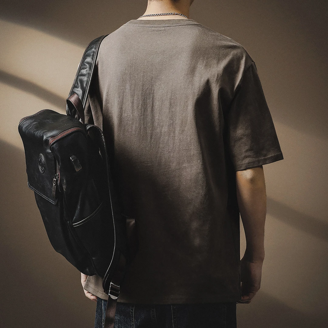 MR.MUDI/穆迪先生高端美式水洗短袖T恤男夏季纯棉字母刺绣宽松