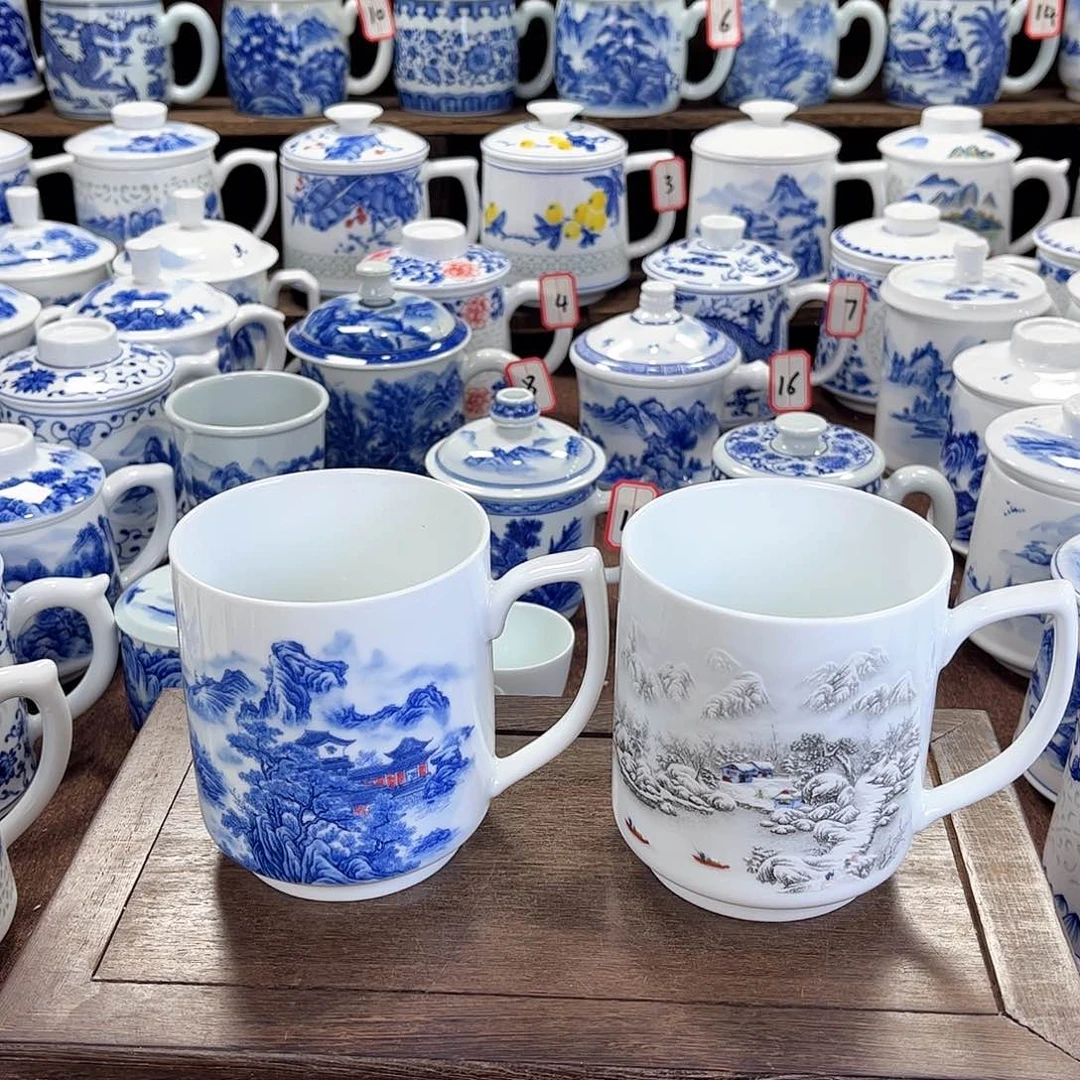 景德镇陶瓷马克杯带盖