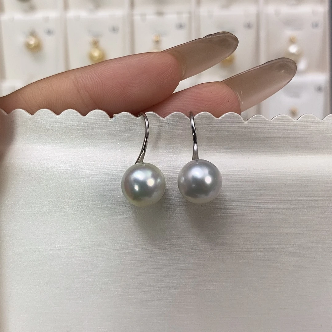 银S925镶嵌耳饰海水珍珠10-11