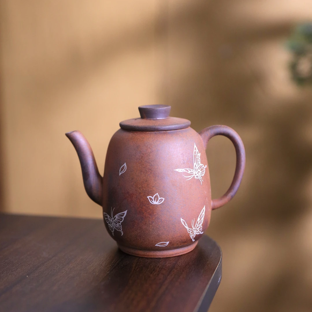 【岩予】蝴蝶巨轮橄榄壶.8006.茶道器具陶瓷茶壶.BL
