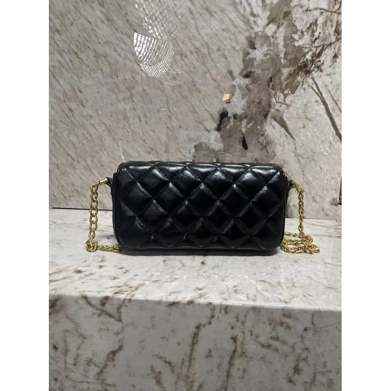 YNPO24年秋冬新款真皮重工女包19.5cm眼棍黑色