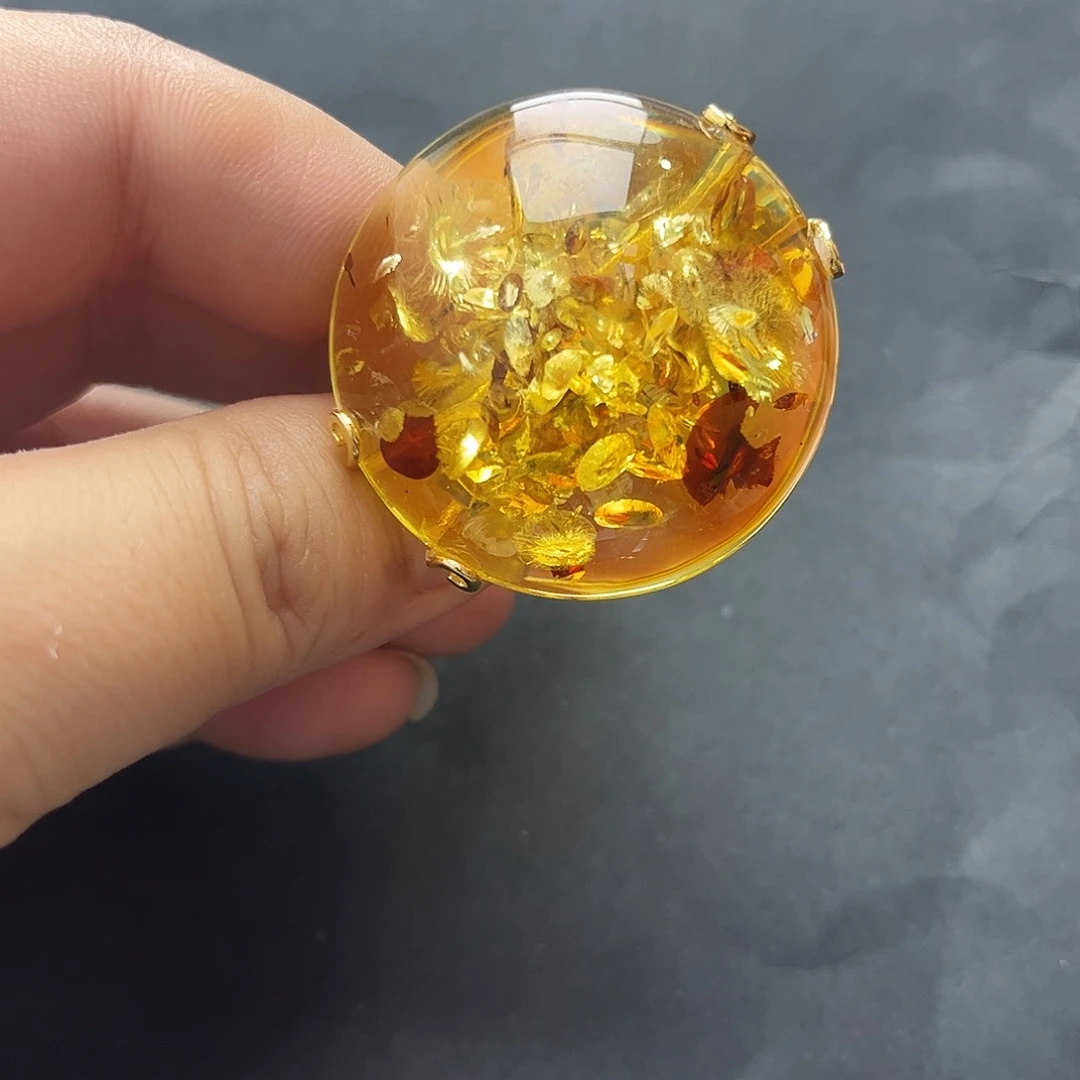 琥珀未镶嵌裸石戒指