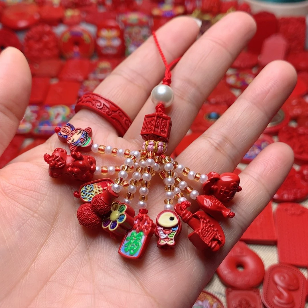 天然辰砂工艺品朱砂手机坠