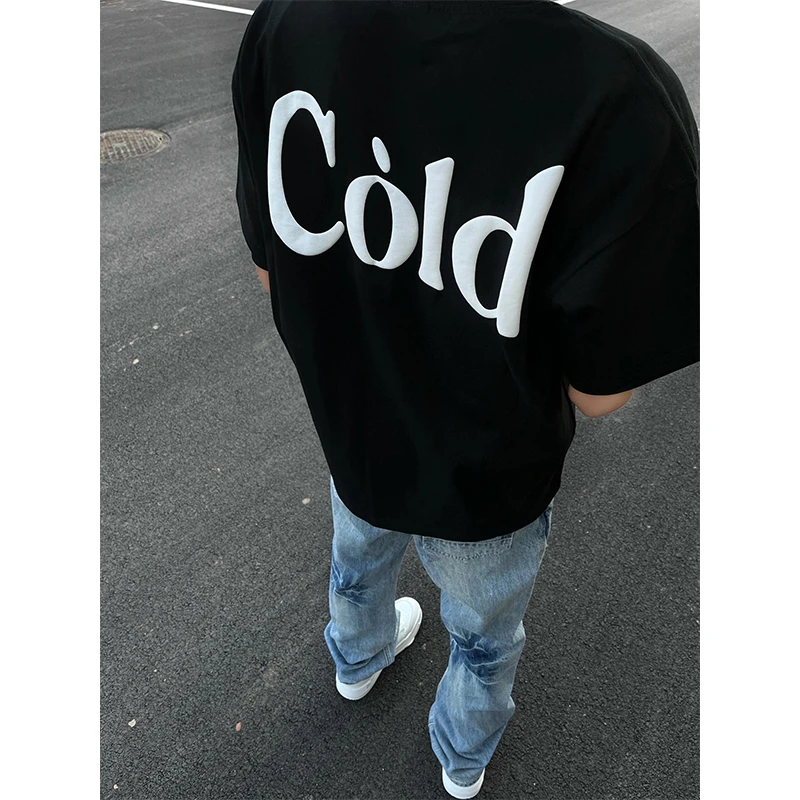 重磅纯棉夏季男短袖T恤美式百搭宽松潮流学生印花休闲圆领复古t恤