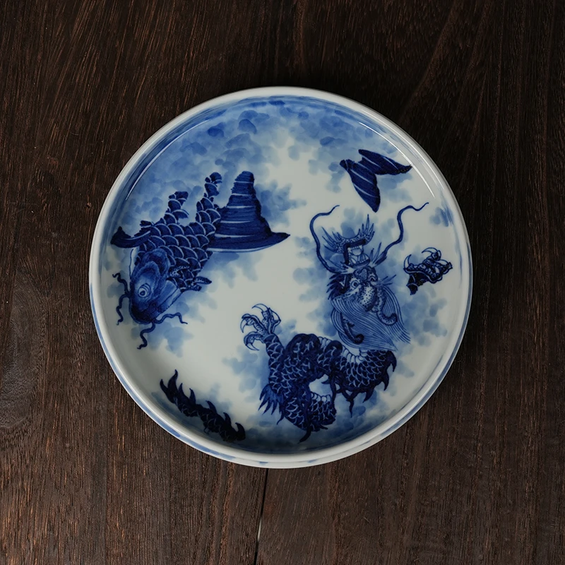 【墨舍柴窑】鱼化龙壶承（moshe513）纯手工陶瓷全手工茶道手绘龙纹