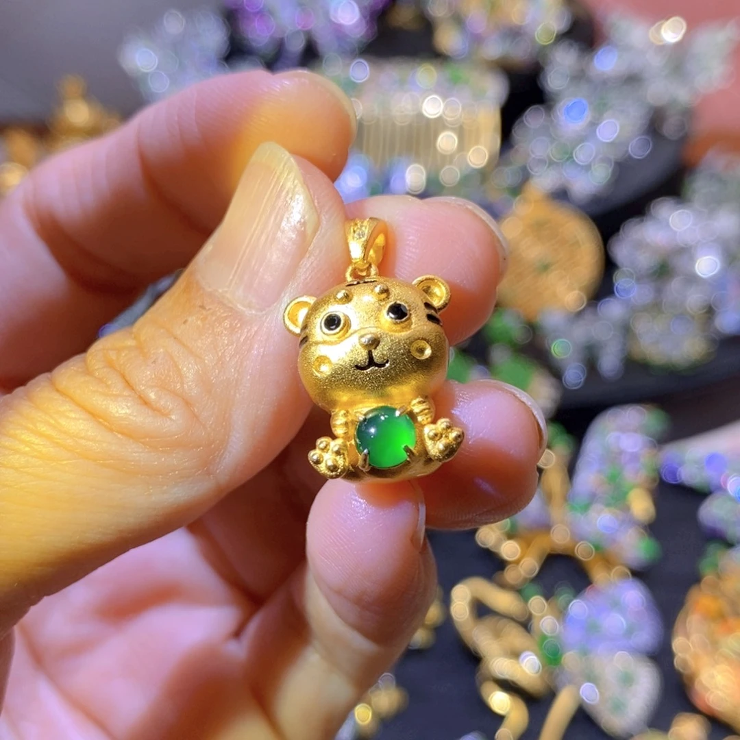 吊坠(不含链)银S925镶嵌翡翠