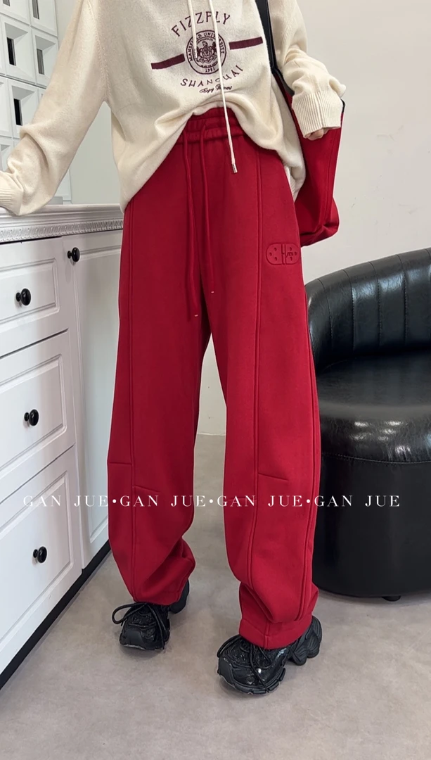 OZE®设计师品牌24AW 三色加绒加厚弯刀卫裤  ganjue买手店