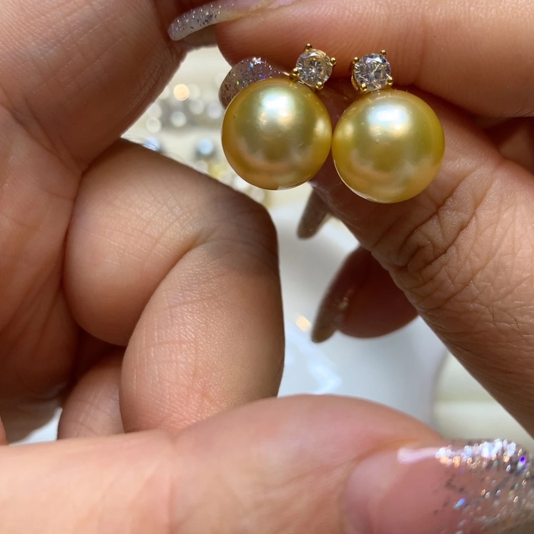 银S925镶嵌海水珍珠耳饰