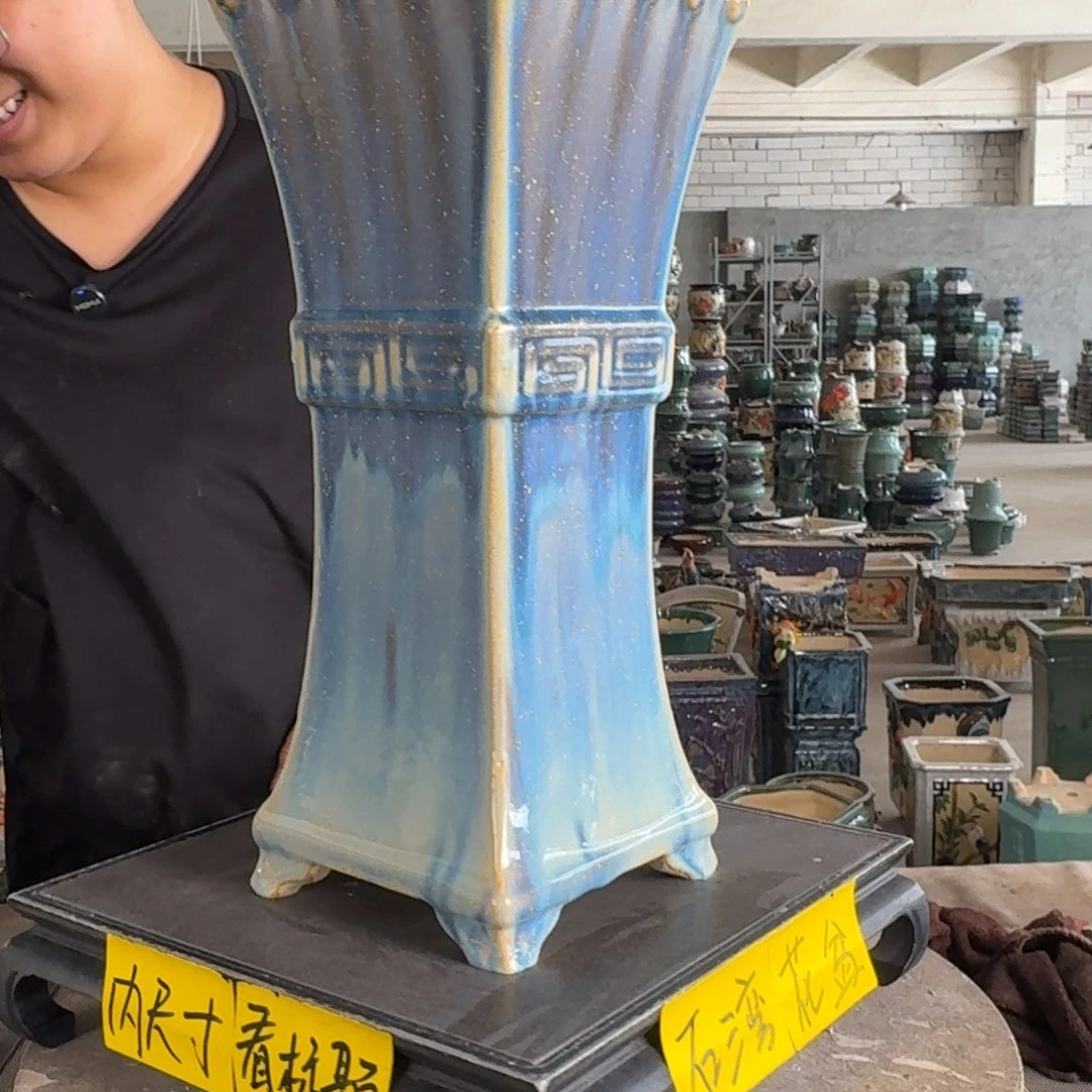 一风堂石湾花盆。微瑕小开片，内口15*39