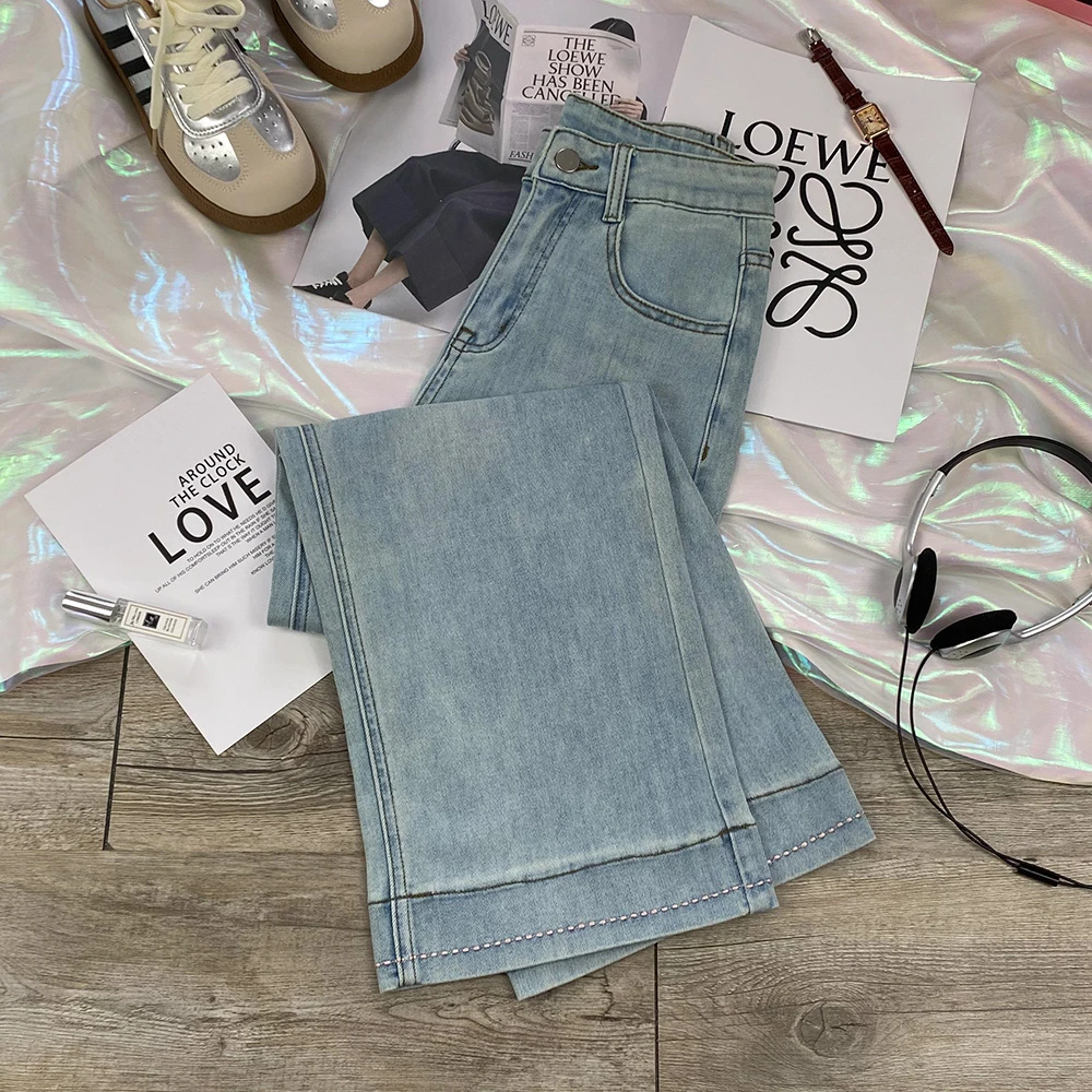 “曼塔情书“巨包容~闭入减龄穿搭！显瘦九分直筒牛仔裤女S1121