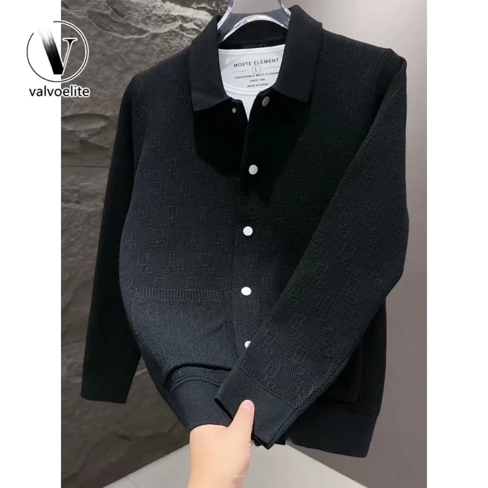 VALVOELITE2024冬季新款男针织开衫外套休闲百搭时尚潮流气质外搭