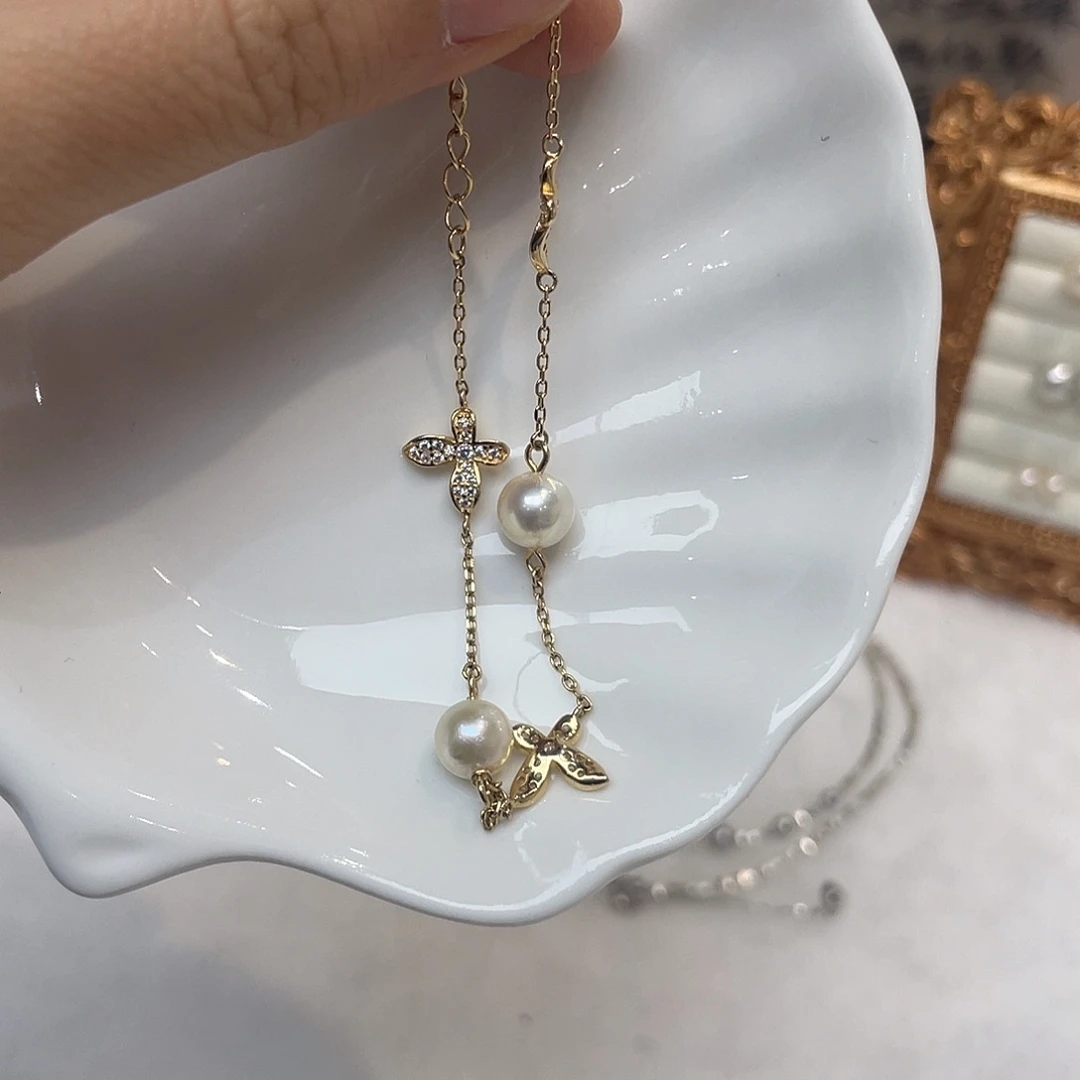 手绳银S925镶嵌海水珍珠