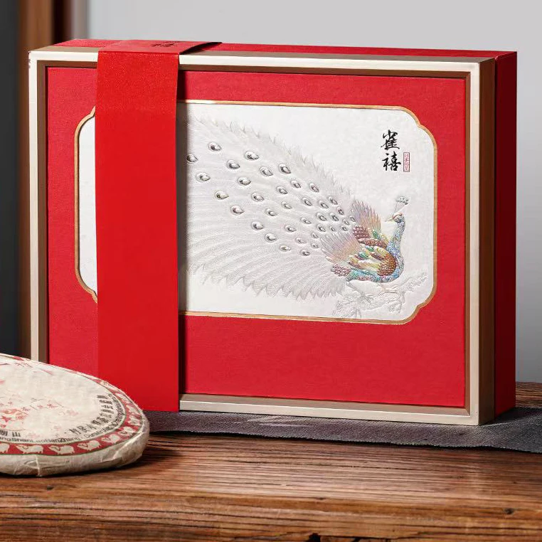 雀禧福鼎白茶寿眉老白茶茶饼盒装茶叶搭配手提袋颜色随机发