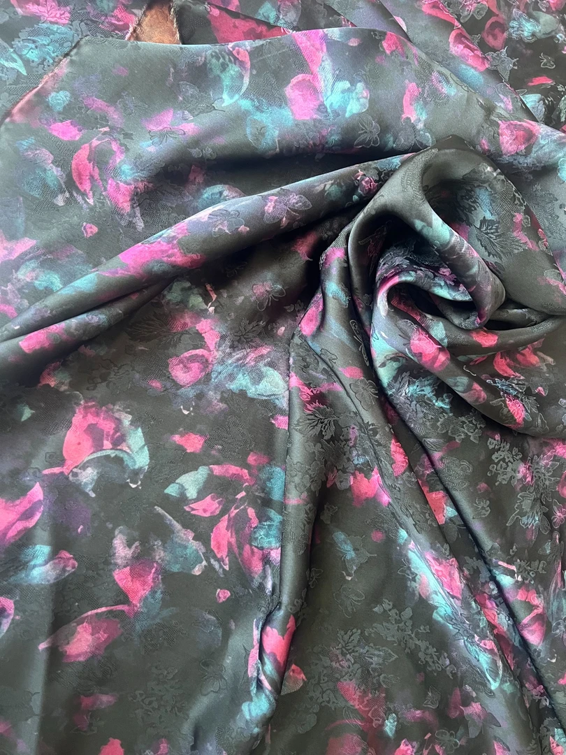 （梅兰）高定新中式香云纱 花萝提花布头（开裁不退换）