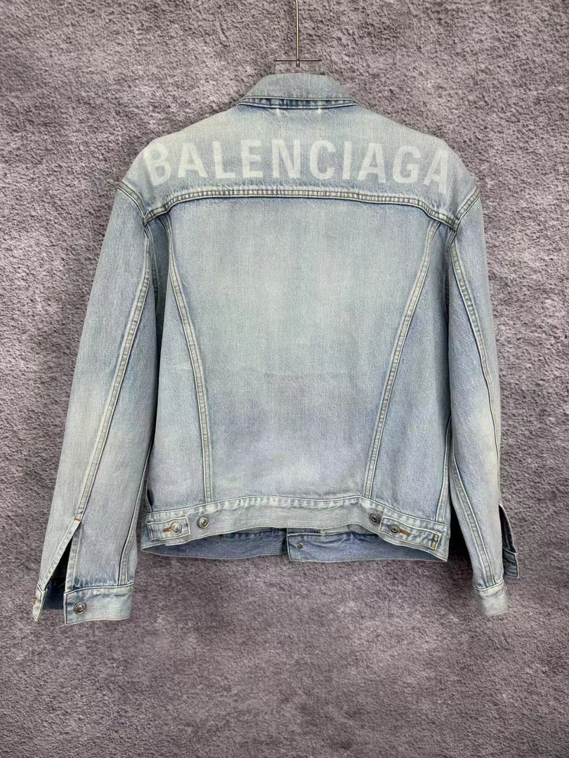 99新 Balenciaga/巴黎世家 背后蓝字牛仔外套/46码/N0071