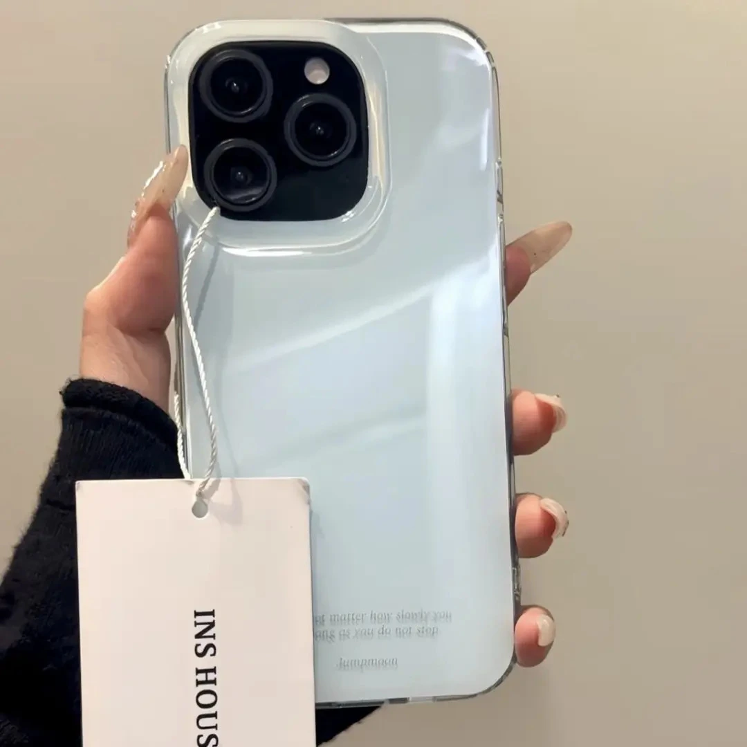 简约ins风婴儿蓝英文适用iphone16prom苹果15手机壳14新款13双层