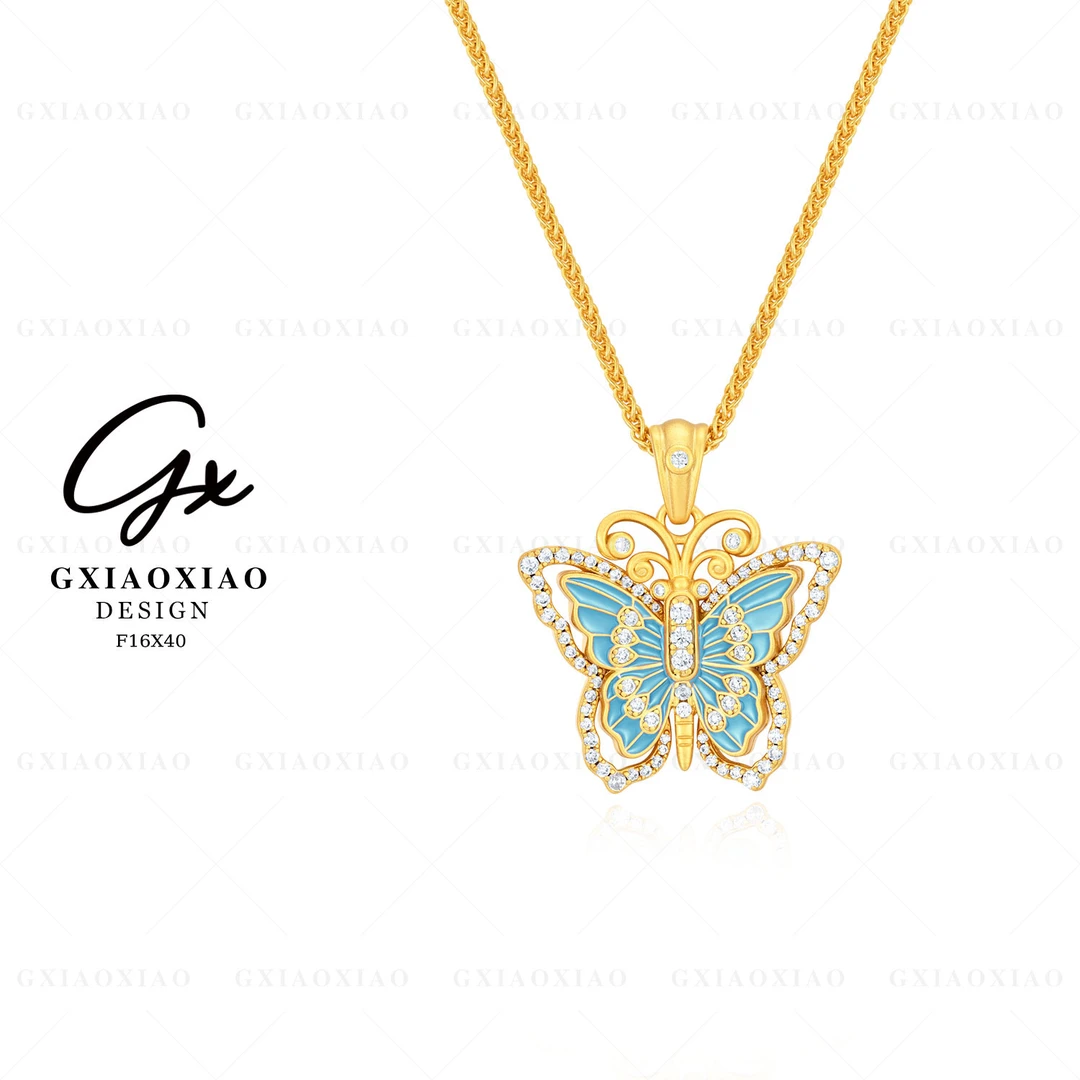 GX 镀K金【新春福蝶】国风时尚蝴蝶项链 F16X39 F16X40