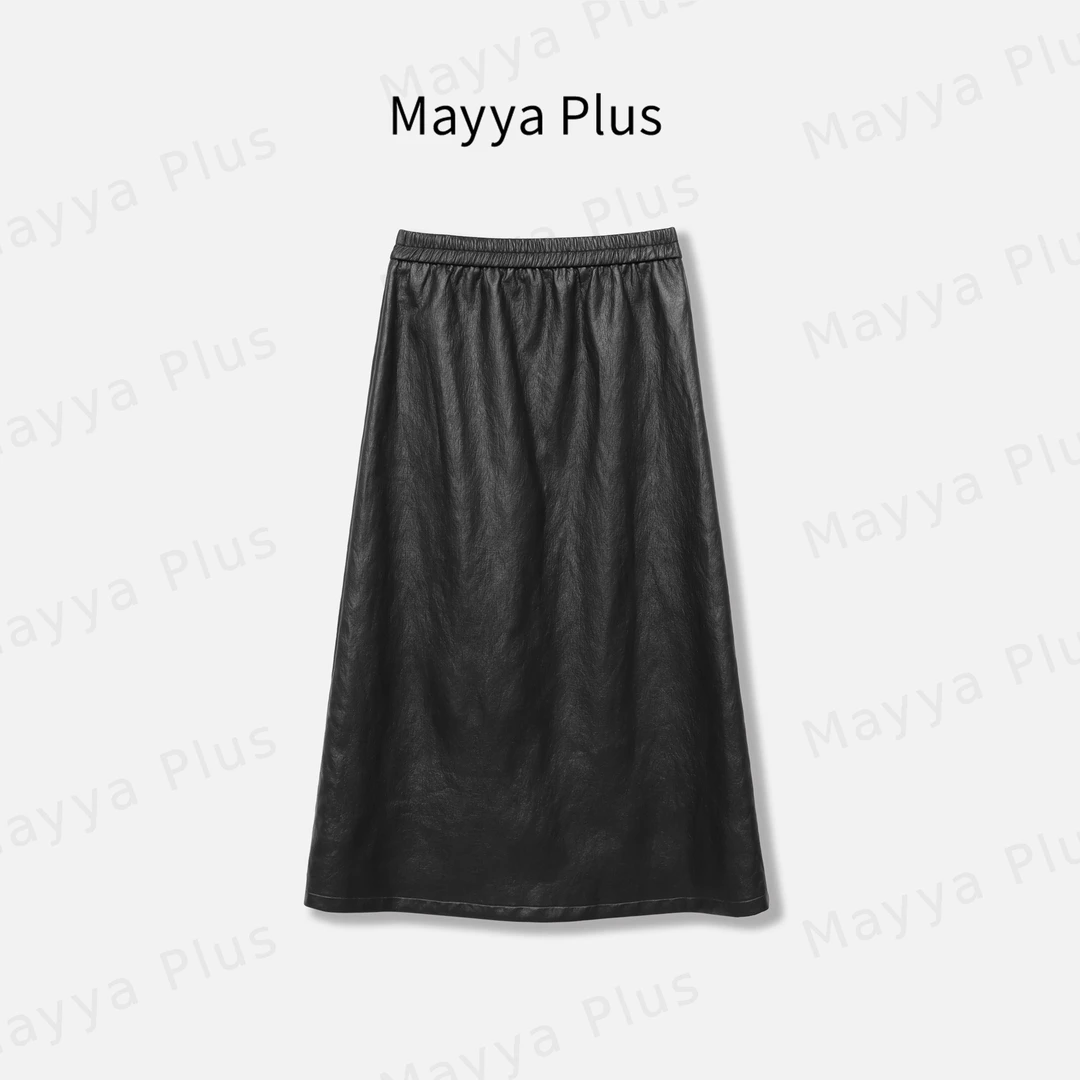 【港风裙】Mayya Plus麦芽定制高腰A字半身裙显瘦气质皮裙32536889