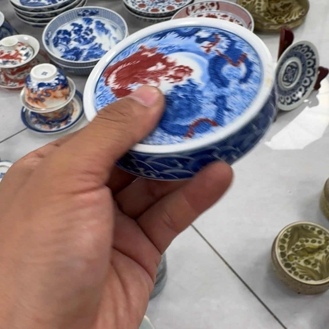 梦马主人景德镇双龙戏珠盖置景德镇微瑕