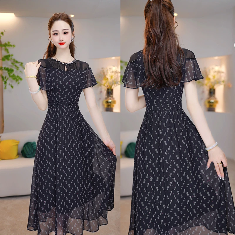 【七彩流光】2025夏季新连衣裙收腰显瘦气质长裙轻奢女人味打底裙