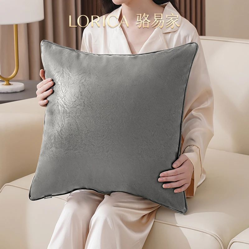 骆易家皮革抱枕沙发靠枕垫客厅腰枕靠背垫轻奢高级感防猫抓抱枕套