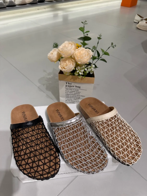 女性夏季外穿厚底小香风渔网包头镂空休闲凉拖鞋