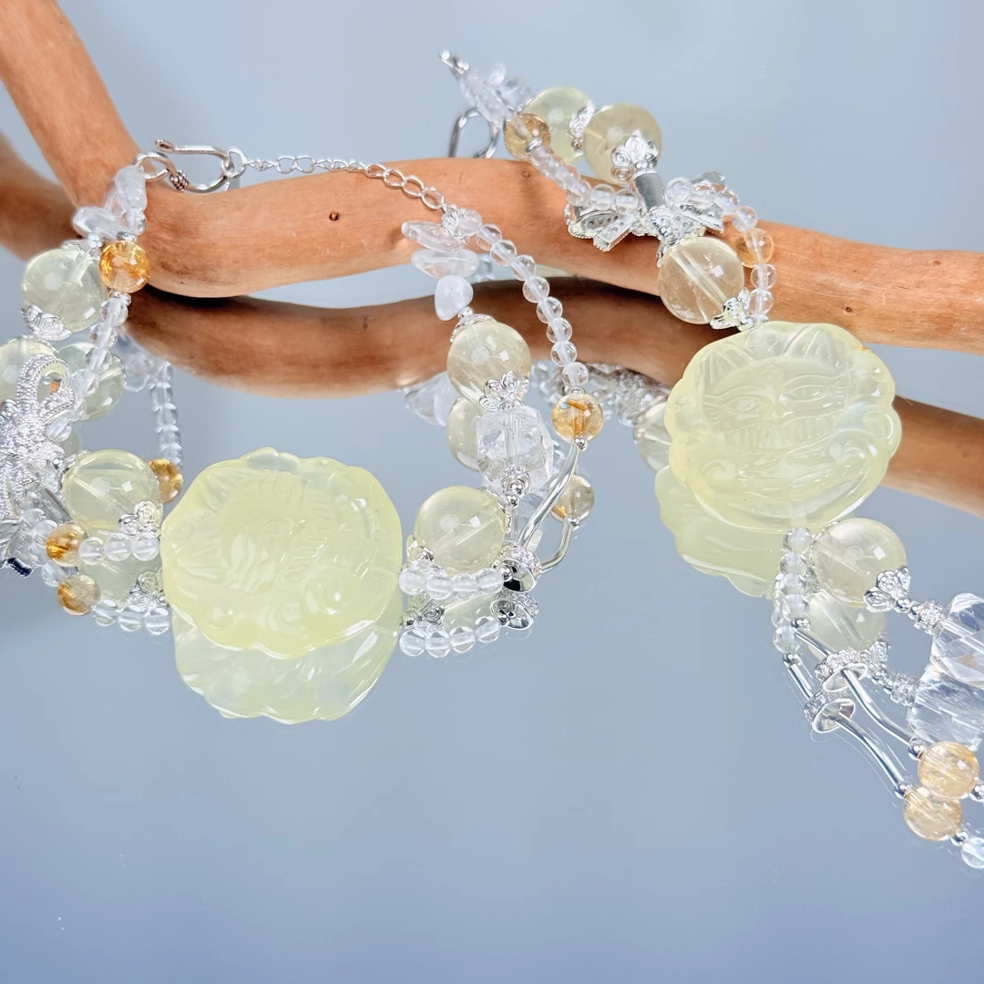 【黄狐米多】白水晶黄水晶凤九11mm手链面小仙多样性发其一