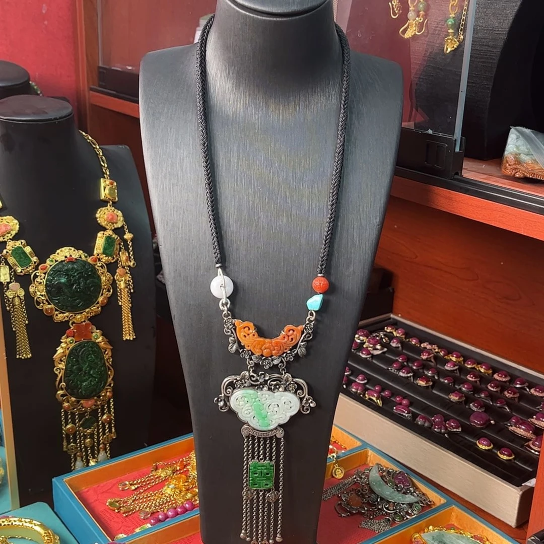 翡翠银S925镶嵌套链