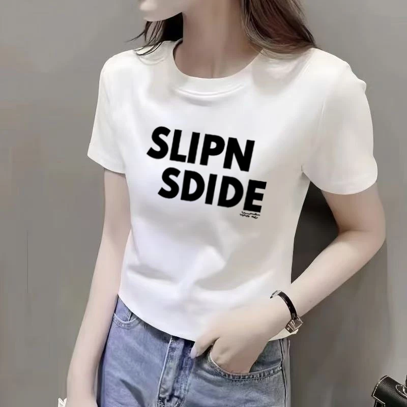 2025新款短款棉T恤女夏季纯欲短袖宽松正肩上衣百搭显瘦体t恤白色