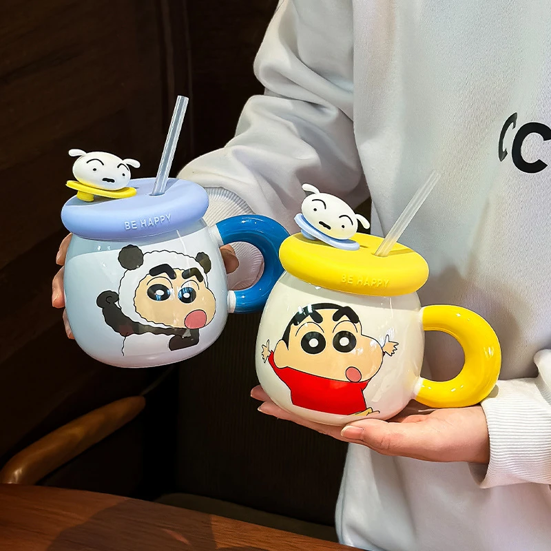 小新吸管杯水杯大肚杯马克杯陶瓷杯子情侣高颜值生日礼物带盖双11